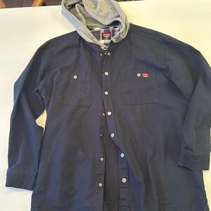 Wrangler Navy Jacket with Gray Hood